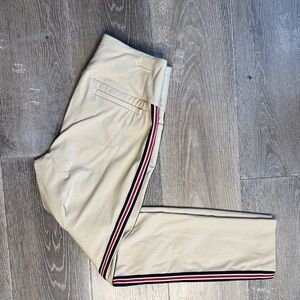 Swing Control Tan Cropped Pants with Stripe Accent 0114